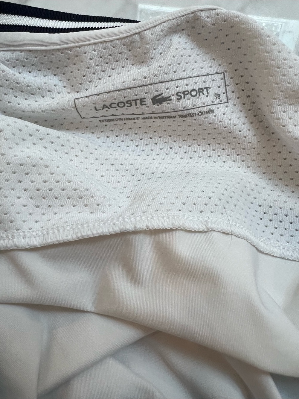 Lacoste White Womens’ Tennis Skirt and Top Set with Black Trim - Picture 4 of 5